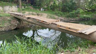 Comunitarios construyen puente sobre el Ozama para que niños no arriesguen su vida